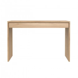 Ethnicraft Oak Wave Desk - W120/D60/H78cm – 1 Drawer - Solid Oak